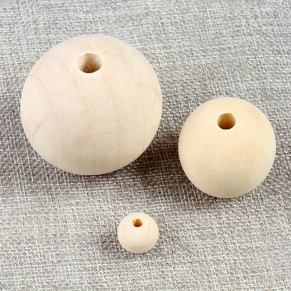 200pcs/lot Round Natural Wooden Beads Loose Wood Beads For Charm Bracelet Baby Teether Wooden Teething 8/10/12/14/16/18/20mm