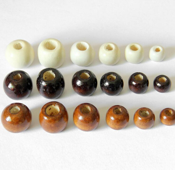 Round Big Hole Wooden Beads for Bracelet Necklace Jewelry Making White Coffee 10mm 14mm 16mm 18mm Wood Bead DIY Jewelry Accessories Charms