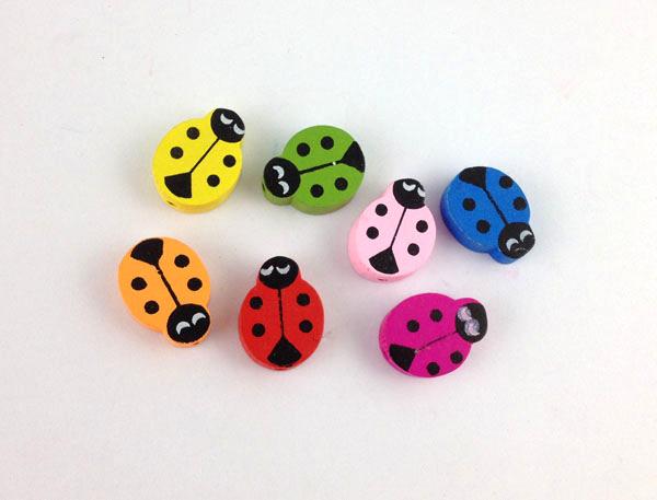 60PCS Mixed colours wooden ladybug Beads #20770