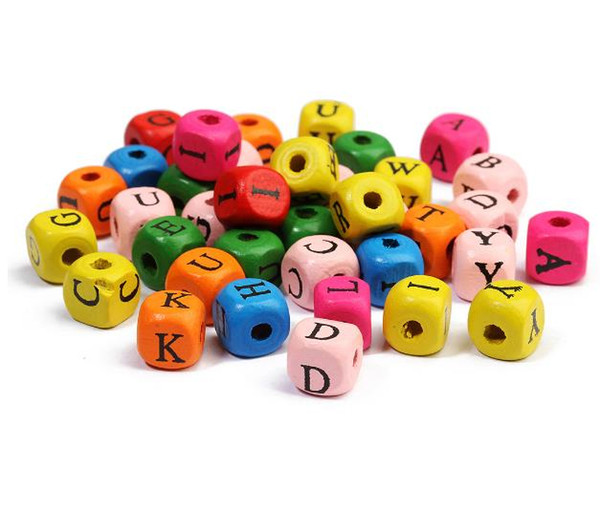 green letters bead DIY puzzle children cartoon wooden beads Early education baby letters wooden accessories beads