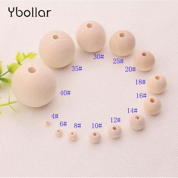 DIY 4/6/8/10/12/14/16/18/20/25/30/35/40mm Wood Beads Natural Round Loose Wooden Beads for Bracelet Necklace Jewelry Making