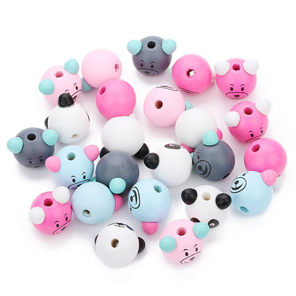 10pcs/lot(about 55gram) Wooden Beads Lovely Panda Pig Shape Loose Beads For Home DIY Made Bracelet Pendent Best Gift For Kid Diameter 24mm