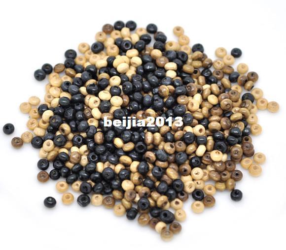 Free Shipping 3000pcs/lot Mixed Rondelle Tiny Wood Spacer Beads 4x3mm wholesale jewelry making DIY hot sale