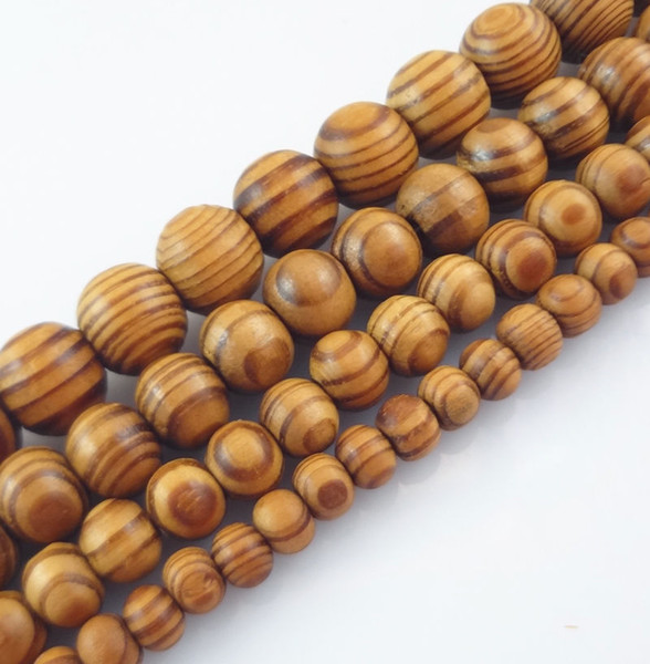 Natural Woodgrain Round Loose Spacer Bead Jewelry Fit DIY Bracelet 6,8,10,12,14 ,16mm