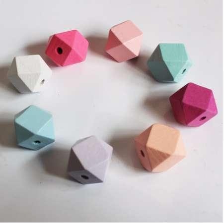 20pcs beads - Pastel Color Faceted Geometric Wood Beads 20 mm - DIY Necklace,Jewelry Supply, Wood Crafts free