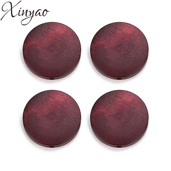 XINYAO 30pcs Diameter 15/20/25/30mm Straight Hole Natural Wood Beads Round Paint Wood Slice Beads Charms for DIY Jewelry Making