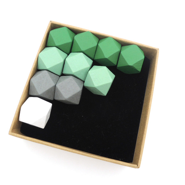 40pcs geometric wood bead 20mm FADE GREEN GREY WHITE JEWELRY WHOLESALE chunky MIX 4 COLORS WHOLESALE EA478