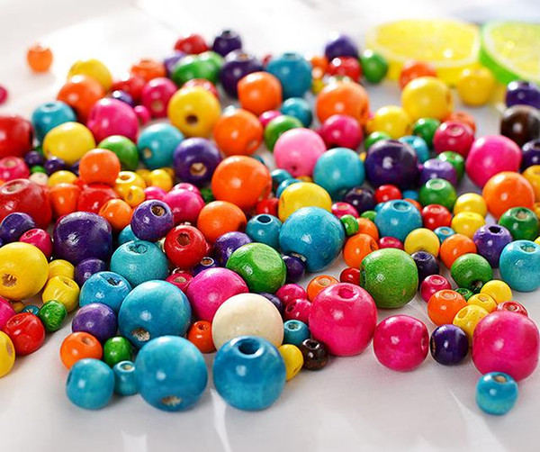 color wooden beadsDIY children handmade jewelry accessories Bracelet beads Environmental protection nib 6/8/10 12/14/16/18 mm bead