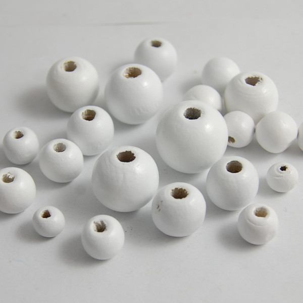 NY332 White Natural Wooden Round Ball Spacer Beads For Jewelry Making DIY 6/8/10/12/14/16/18/20/25MM Round Wood Beads White Wood Beads