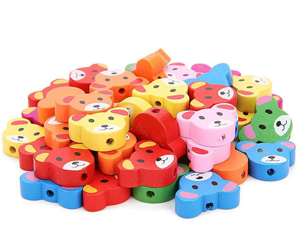 100pcs colorful cartoon Shape Wood Beads Craft/Kids Jewelry Making for bracelet 20MM