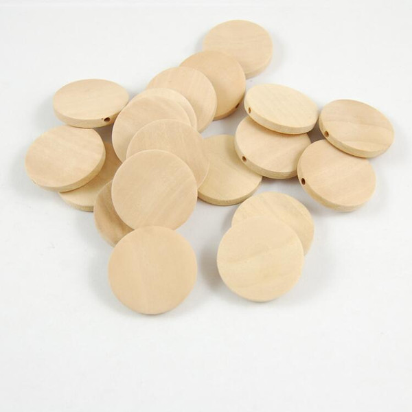 200Pcs 15-40mm Natural Color Round Wooden Beads Straight Hole Charms Bead Jewelry Accessories Necklace Earrings Bracelet DIY Making Bulk