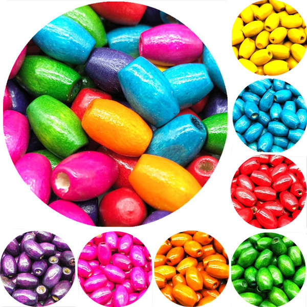 10*6/8*5/6*4mm 100 pcs/lot DIY Hot Fashion Beads Handmade Colored Natural Wood Beads For Bracelet Necklace Jewelry Making