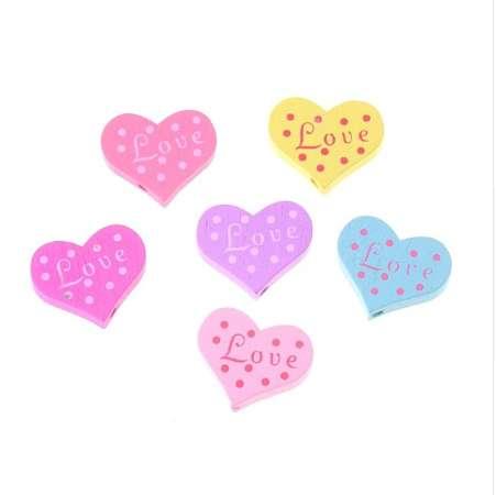 20pcs Wood Beads Love Heart Styles Beading Wood Beads Toys For Baby DIY Crafts Kids Toys & Pacifier Clip 23x19mm F1363