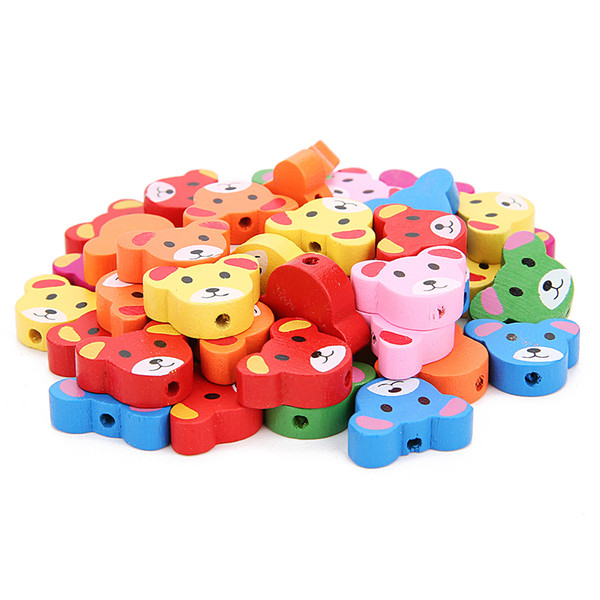 100pcs colorful cartoon Shape Wood Beads Craft/Kids Jewelry Making for bracelet 20MM