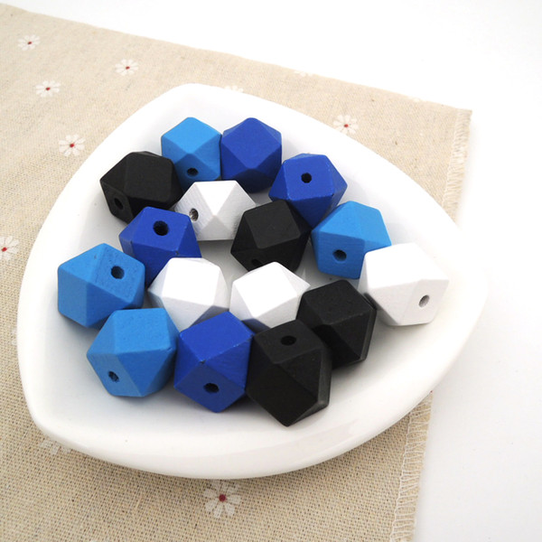 40pcs geometric wood bead 20mm FADE BLUE BLACK WHITE JEWELRY WHOLESALE chunky MIX 4 COLORS WHOLESALE EA479