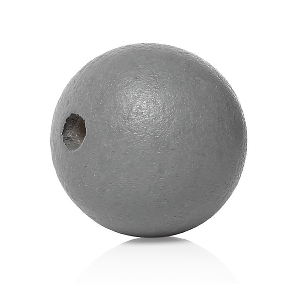 Wood Spacer Beads Round Gray About 16mm(5/8