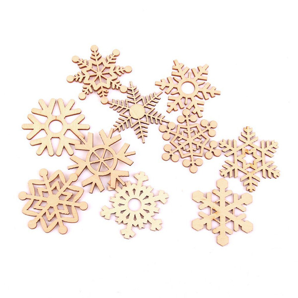 10pcs Assorted Snowflake Wooden Laser Cut Embellishment Christmas Tree Ornament