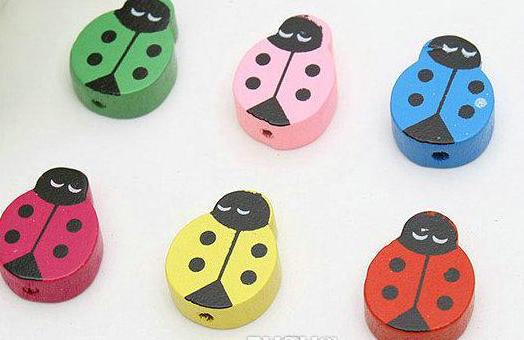 100pcs Mixed Colors Ladybug Shape Wood Beads Lot Craft/Kids Jewelry Making for bracelet 15x20MM