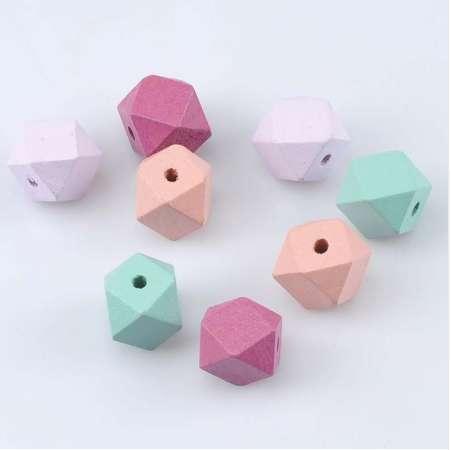 15mm 50pcs Mixed Crown Wooden Cube unfinished geometric Beads For Jewelry making MT1469