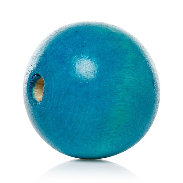 Wood Spacer Beads Round Blue About 24mm(1