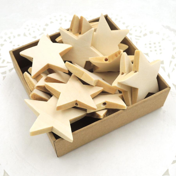 50pcs 40mm cute cartoon Wood Star shape unique Wooden beads Home deco DIY pendant Kid DIY finding EA200-1