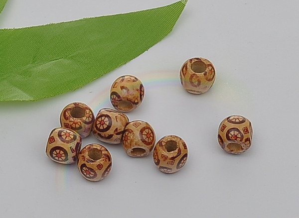 Wholesale - 500pcs 7x8MM printing wooden beads loose beads DIY beaded jewelry accessories variety 3 optional