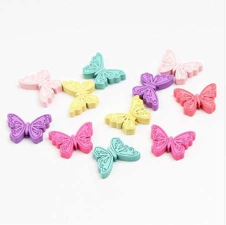 DIY 40pcs 21mm Mixed Color Wooden Beads Sweetness Butterfly Shape Wood Beads for jewelry Making