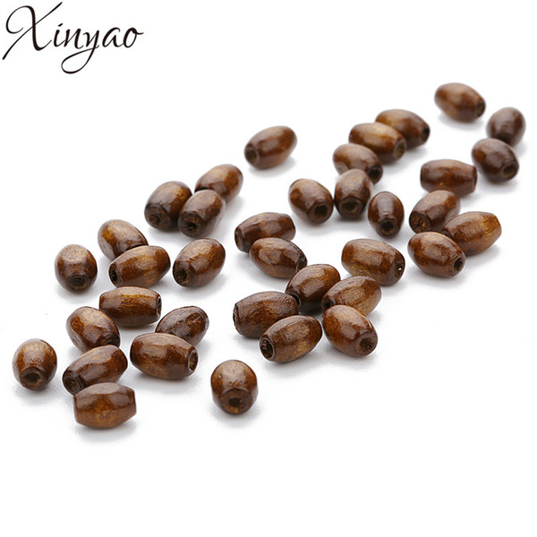 XINYAO 2018 100pc Natural Wooden Beads Barrel Brown Beads Loose Spacer Wood Beads For Diy Bracelet Necklace Makings 6x8mm F7484