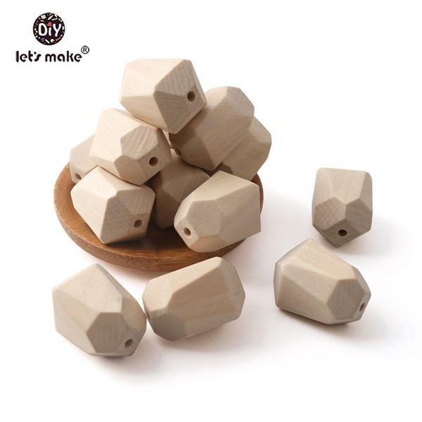 Let's Make Wooden Geometric Beads 100pc BPA Free Wooden Teething DIY Crafts Accessories Jewelry Making Beads Nursing Pendant