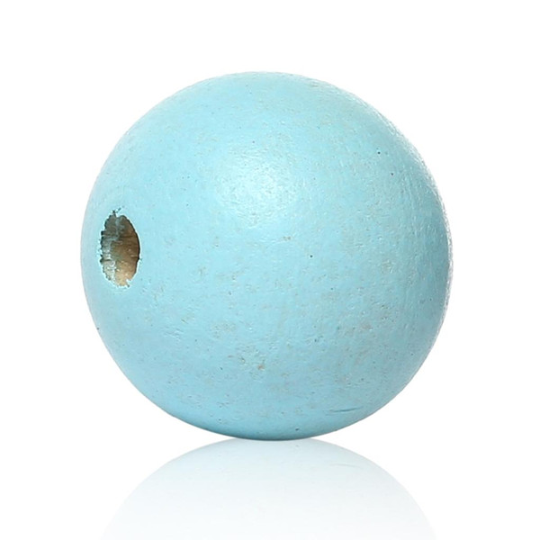 Wood Spacer Beads Round Lightblue About 14mm( 4/8