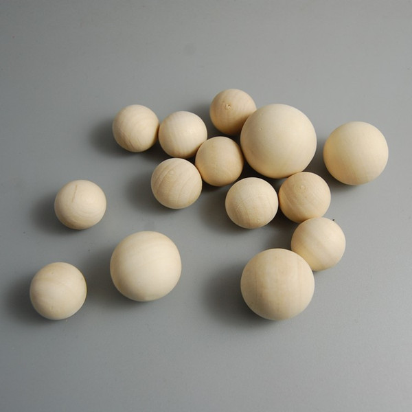 20Pieces 14-50mm Natural Wood Color Round Ball Wooden Beads DIY Making Wooden Loose Parts Balls Wood Loose Beads Children's Bead Kits Bulk