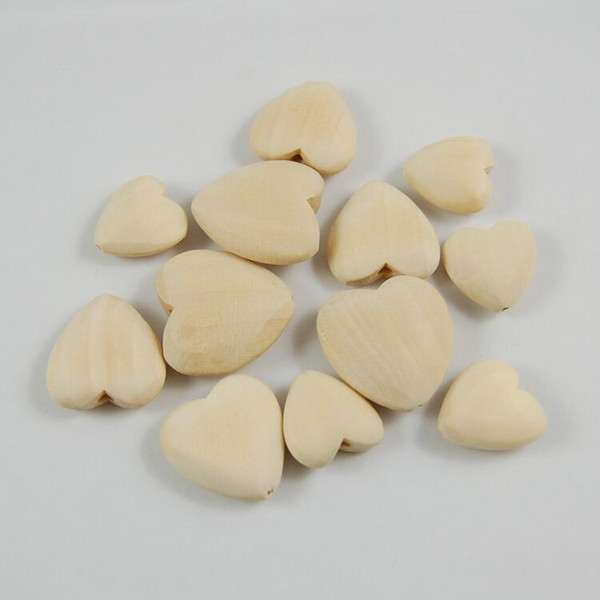 50Pieces 20-40mm Natural Wood Color Heart Wooden Beads Love Jewelry Charms Bead Accessories for Necklace Earrings DIY Making Crafts Pendant