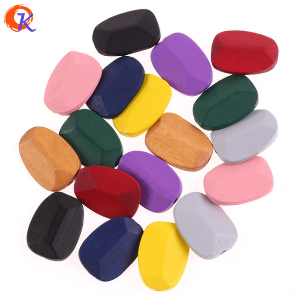 wholesale 100Pcs 28*19MM Jewelry Accessories/Wood Beads/Environmental Paint/Oval Lentil Shape/Hand Made/Earring Findings