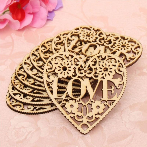 Fashion New Couples Hollow Out Love Heart Shape Wooden Ornaments Mininature Home Hanging Decorative Crafts Decorations 10pcs/lot