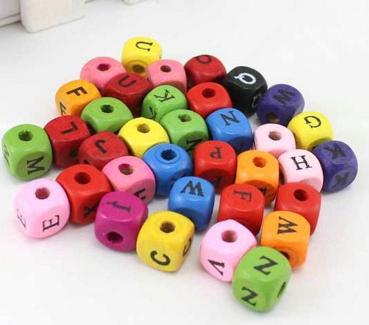 Square 100pcs colorful Woodgrain Spacer Bead Jewelry for Bracelet 10mm