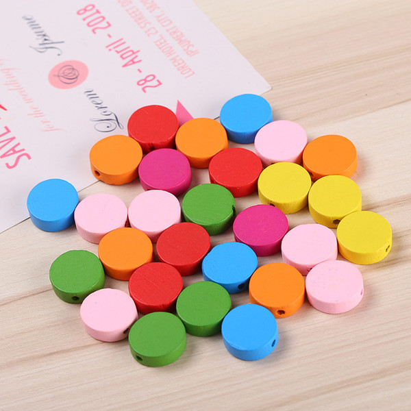 Heart// Coin 80pcs colorful Woodgrain Spacer Bead Jewelry for Bracelet 17mm