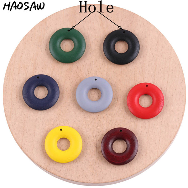 30MM 100Pcs/Lot Colorful Round Ring Shape Wood Beads For DIY Handmade Earrings Jewelry/Accessories Parts/Jewelry Findings