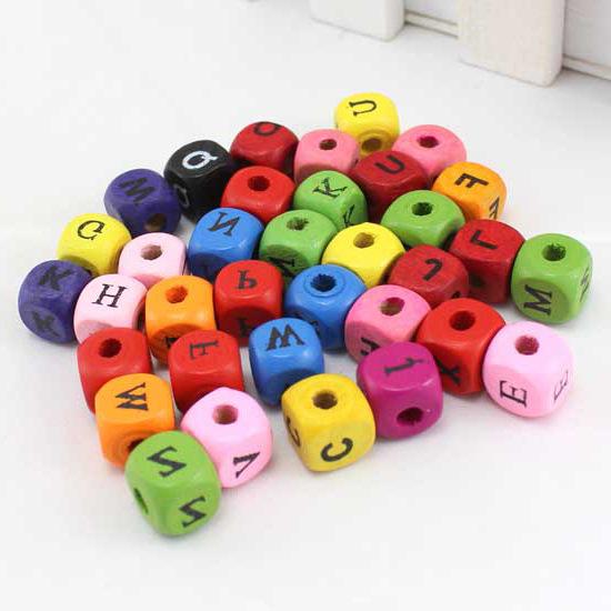 Square 100pcs colorful Woodgrain Spacer Bead Jewelry for Bracelet 10mm