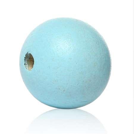 DoreenBeads Wood Spacer Beads Round Light blue About 12.0mm( 4/8