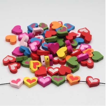 Wood Beads 17mm Lovely Heart Jewelry For Baby Puzzle DIY Kids Toys 50pcs Spacer Beading Wooden Beads