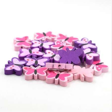 23*16*5mm,30pcs Mixed Butterfly Animal Pattern Wooden Spacer Beads For Jewelry making