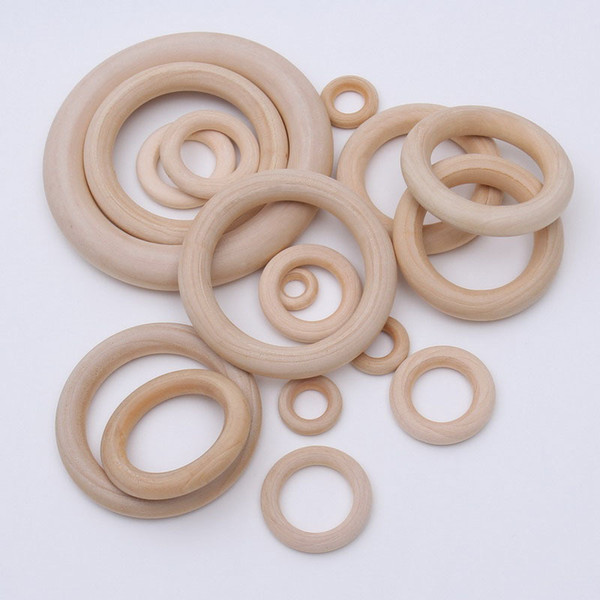 XD338 Wholesale DIY Accessories 15mm-60mm 15mm-200pcs/lot Original Wood Rings Nature Wooden Ring Wood Beads