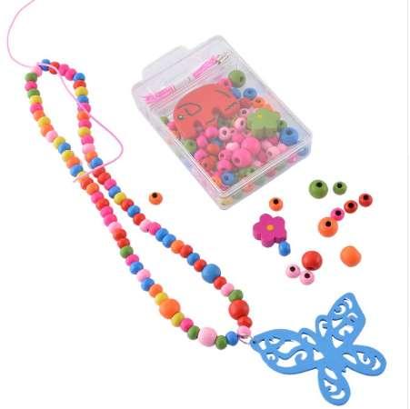 LASPERAL 1Box Multicolor Animals Creative Mixed Wooden Beads For Children DIY Craft Jewelry Necklace Bracelet Findings 8.6x5.1cm