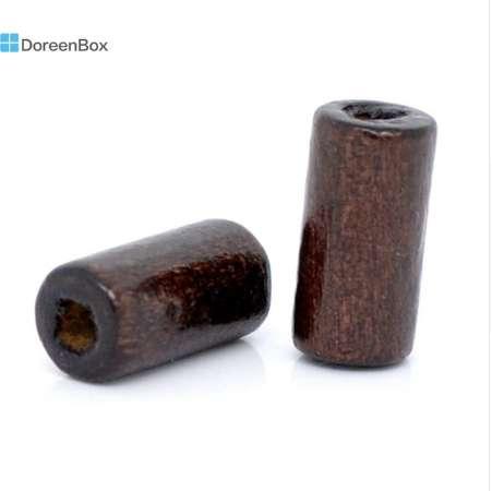 Doreen Box hot- 500 Coffee Tube Wood Spacer Beads 12x6mm (B11025)