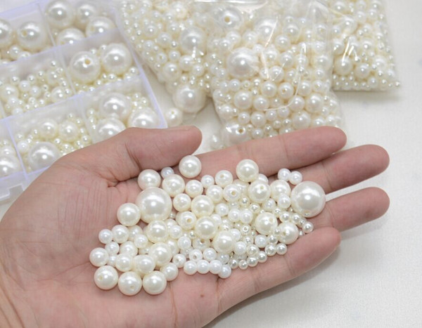 Free shippment!50g/lot high quality mixed sizes one hole round pearls imitation pearls craft art diy jewelry finding sewing bead