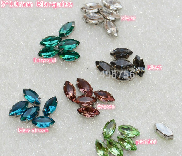 Freeshippment! 30pcs/lot 5*10mm marquise/Navette Sew On Stone with claw setting Horse eyes rhinestone button for garment sewing