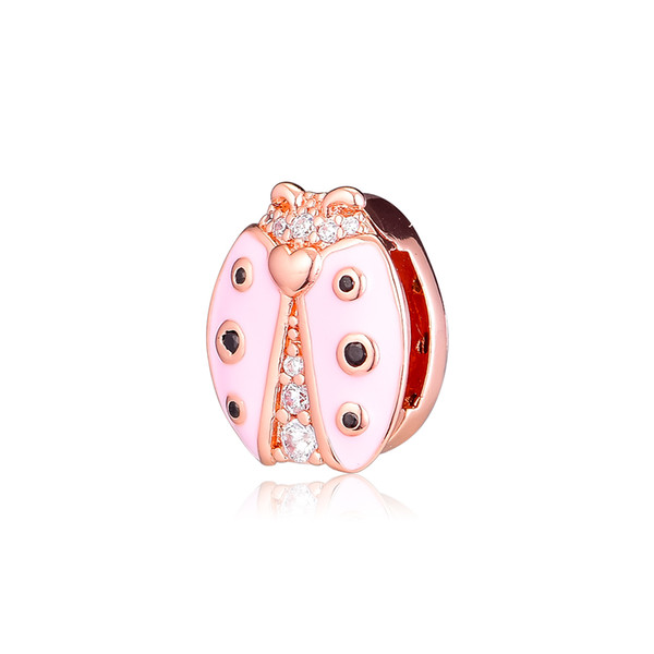 CKK Pink Ladybird Bead Charm Sterling Silver 925 Charms Jewelry Original Beads For Reflexions Bracelet Jewelry Making Bijoux