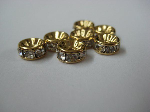 Free shipping 8mm rhinestone spacer gold plated 100pcs/lot