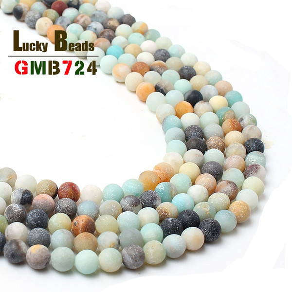 Beads Pick Size 4.6.8.10.12MM Natural Smooth Colorful Amazonite Stone Round Loose Beads 15.5\