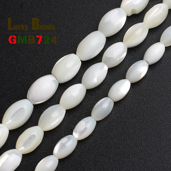 Fashion Jewelry Rice-shaped White Mother Of Pearl Mop Beads Shell Loose Beads For Jewelry Making Bracelet Necklace 15 inches